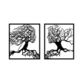 Decoratiune de perete, Tree Man And Woman, Metal, 50 x 58 cm, 2 piese, Negru