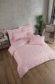Lenjerie de pat dubla, Kareli Saten - Powder, EnLora Home, 70% bumbac/30% poliester