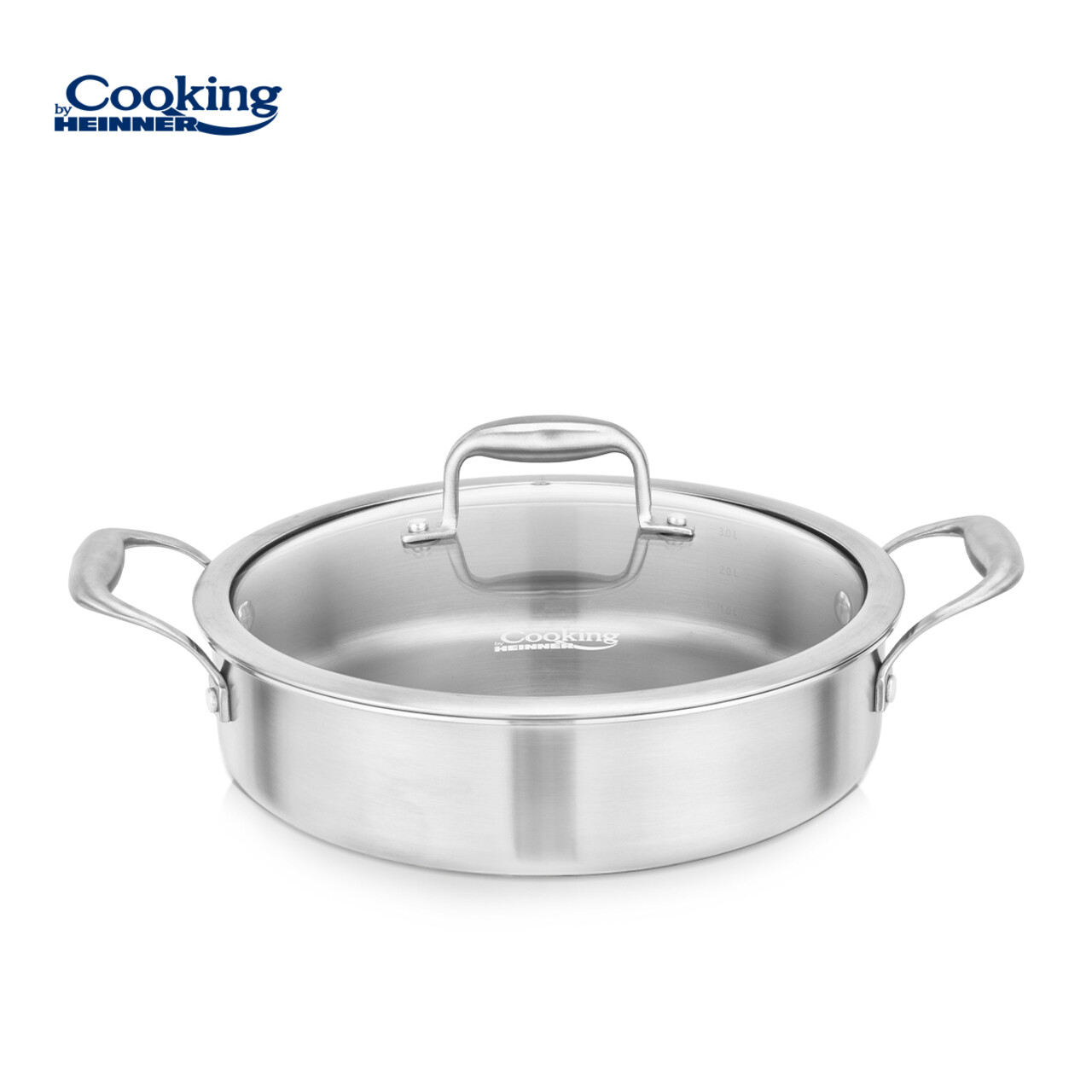 Cratita cu capac Atomic3, Cooking by Heinner, 26x7 cm, 3.5 L, inox/sticla, argintiu - imagine 2
