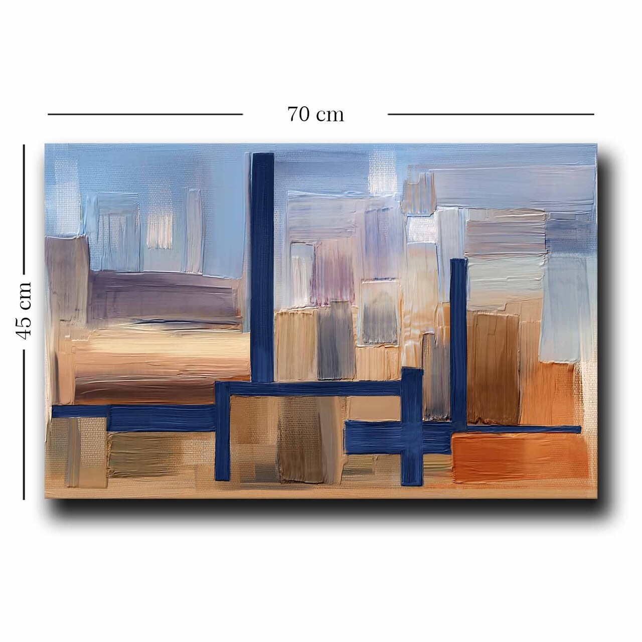 Tablou decorativ, 4570NISC-007, Lemn, Bleumarin / Bej / Portocaliu / Maro - view 2