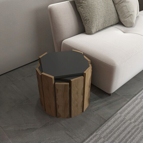 Masuta de cafea, zena home, lori, 44.5x41x44.5 cm, pal, antracit / nuc