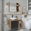 Set Dulap de Baie cu Chiuvetă și Oglindă (2 Piese), Hanah Home, 2470, MDF, Pin Atlantic / Antracit