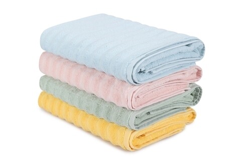Set 4 prosoape de baie 406, Beverly Hills Polo Club, 70x140 cm, bumbac, galben/verde/roz/albastru