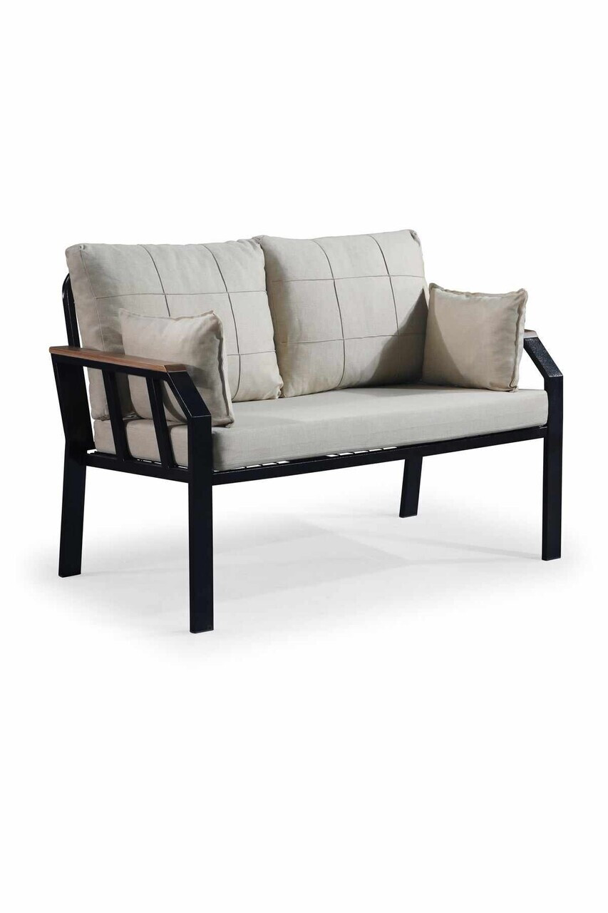 Set mobilier de gradina, Hanah Home, Nergiz 2+1+1, Metal, Bej - view 5