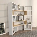 Corp biblioteca, Zena Home, Poyraz, 163.5x150x22 cm, PAL, Stejar alb
