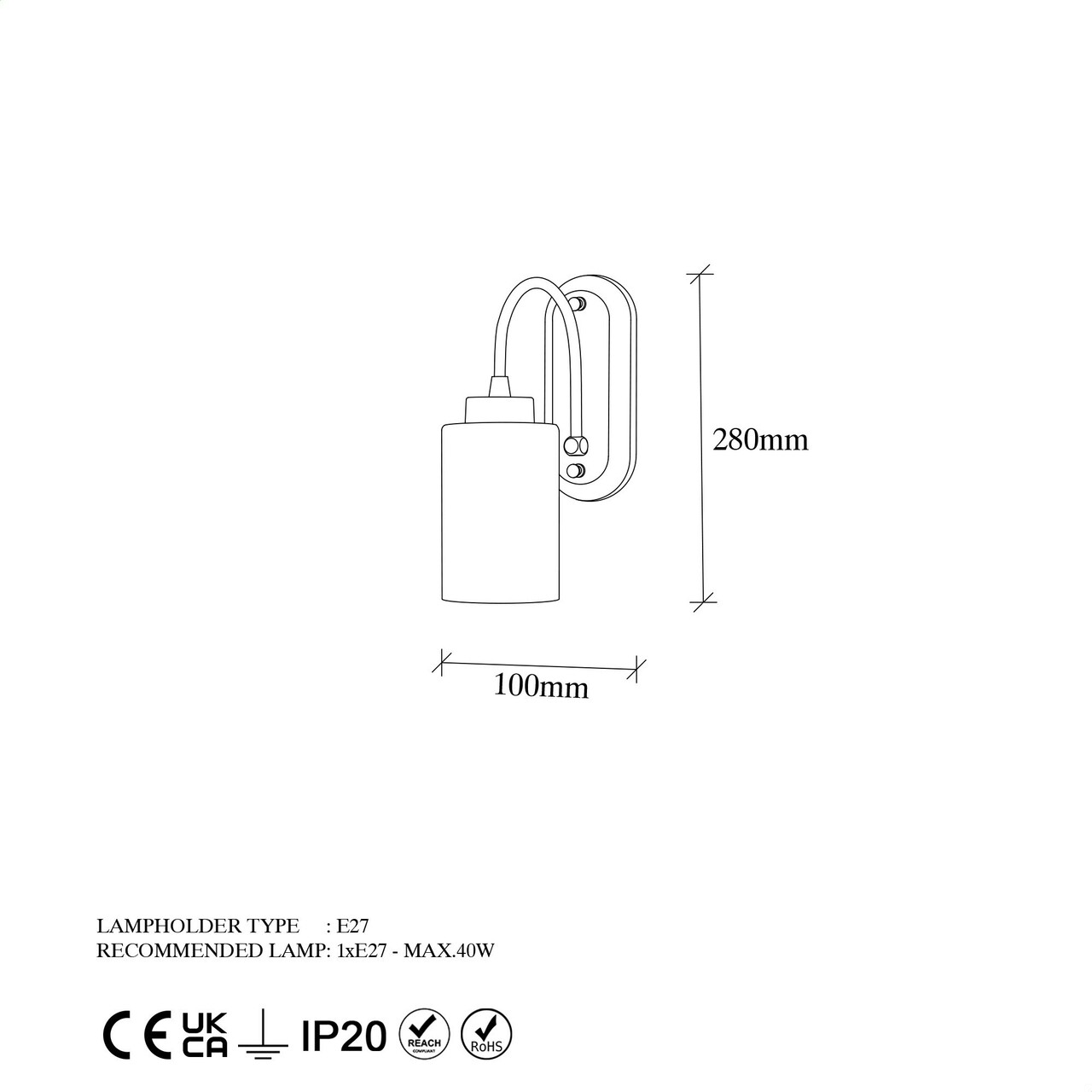 Aplica de perete, Fulgor, 942FLG2202, Metal, Alb/Negru