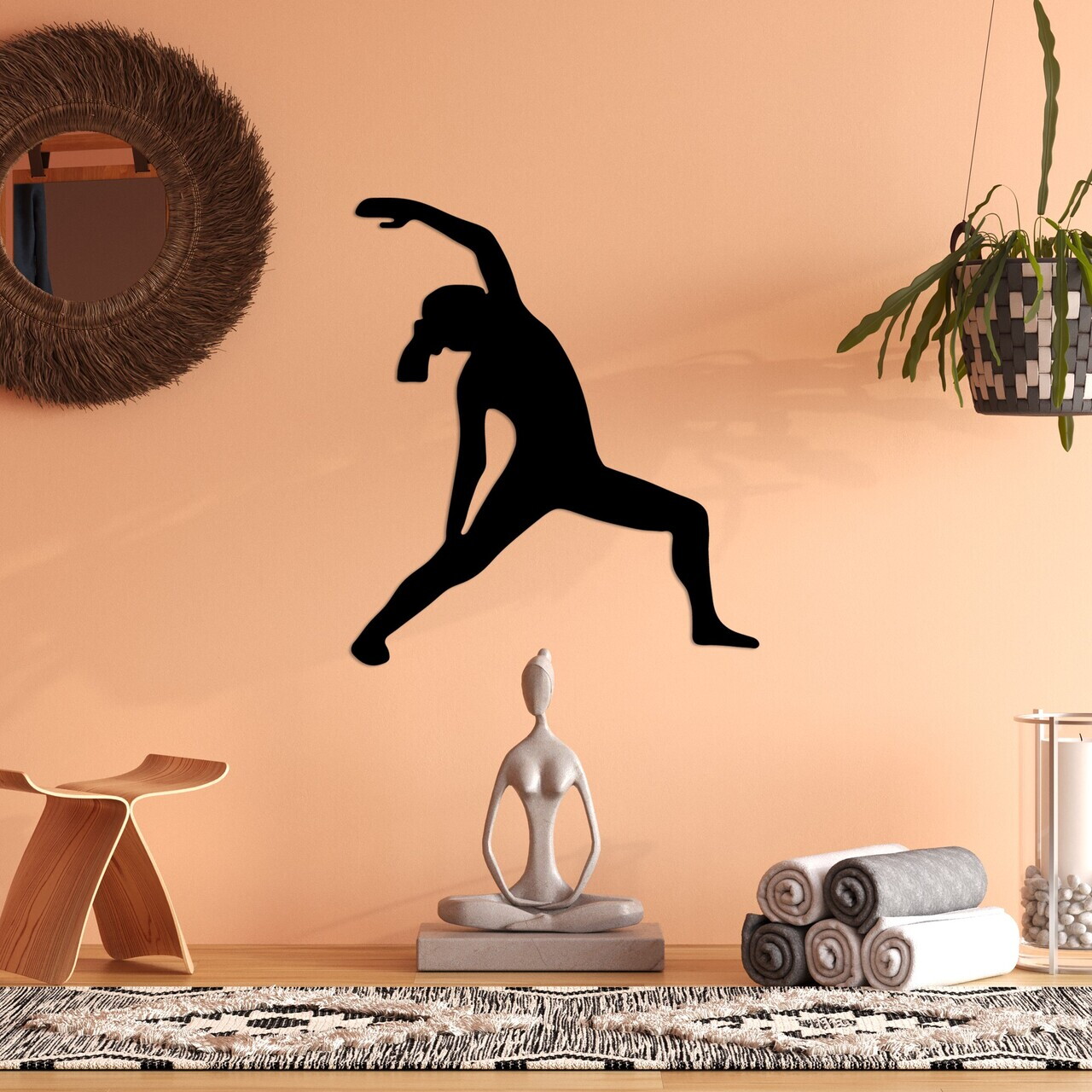 Decoratiune de perete, Yoga 5, Dimensiuni: 48 x 55 cm, Negru — imaginea 2