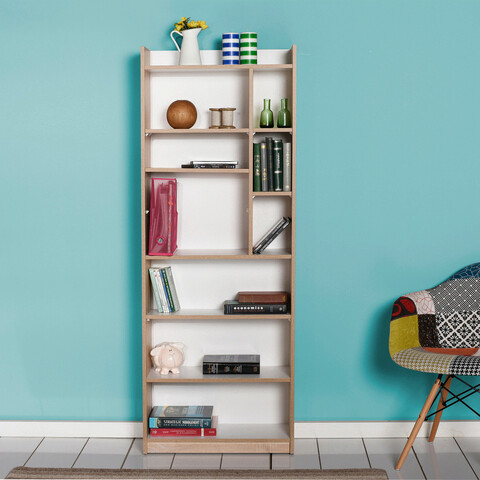 Corp biblioteca, adore, ktp-779-sd-1, 63x176x26 cm, pal, sonomo / alb