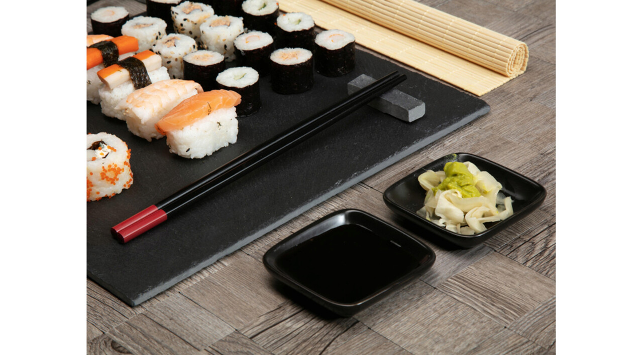 Set 7 piese pentru sushi Excellent Houseware, portelan, negru - 1 | YEO