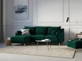 Coltar extensibil reversibil, Pansy, Mazzini Sofas, 4 locuri, cu lada de depozitare, 220x150x90 cm, catifea, verde bottle