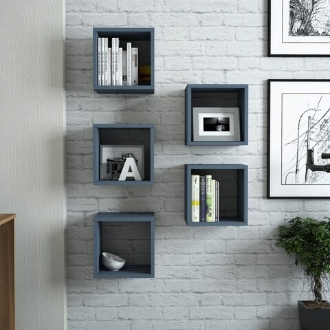 Raft pentru perete Box, Hommy Craft, 30x30x24 cm, albastru Mobilier si saltele