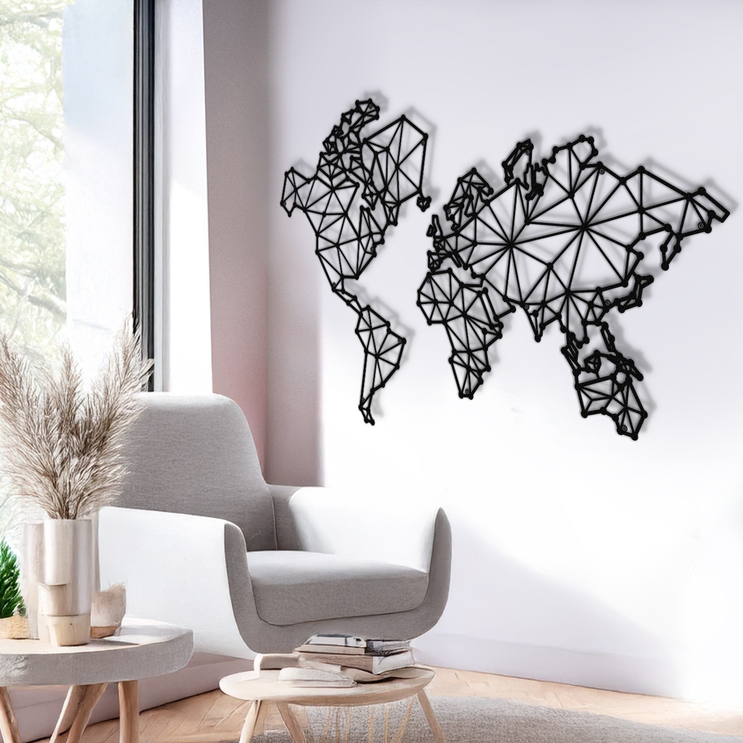Decoratiune de perete, MAP-MET9006, Dimensiuni: 100 x 63 x 1,5 cm, Negru