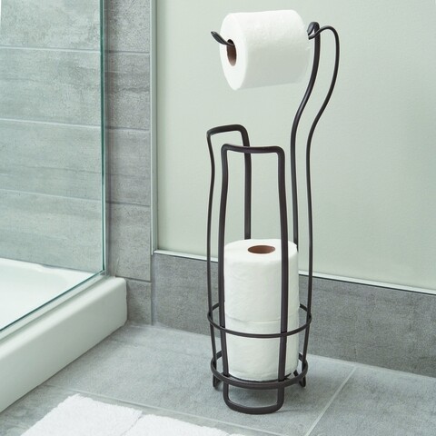 Suport pentru hartie igienica Axis, iDesign, 20.5x16.5x62 cm, otel, bronz