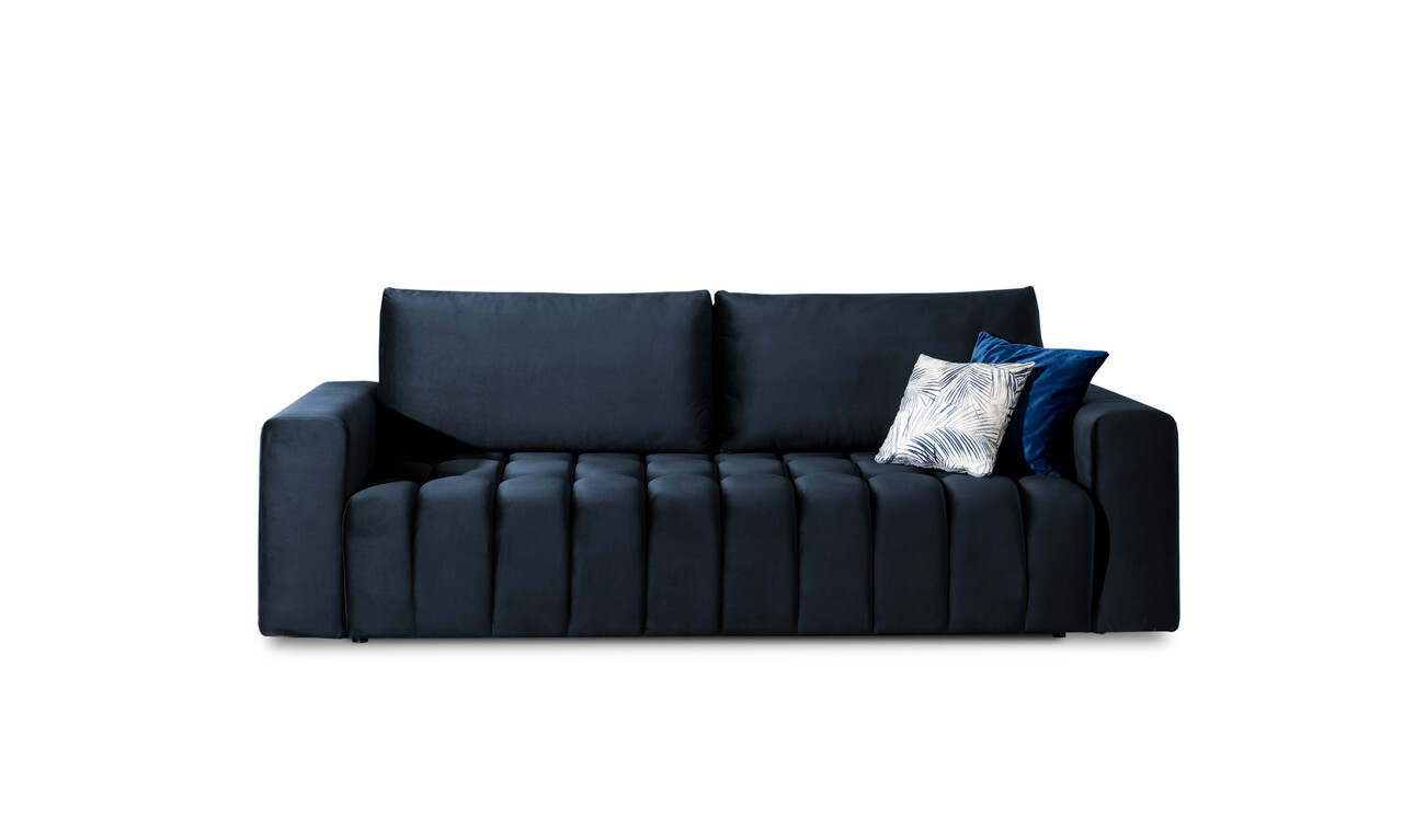 Canapea extensibila 3 locuri ELTAP, Laz39, Lazaro, 247x97x92 cm, lemn/poliester, albastru inchis - 1 | YEO