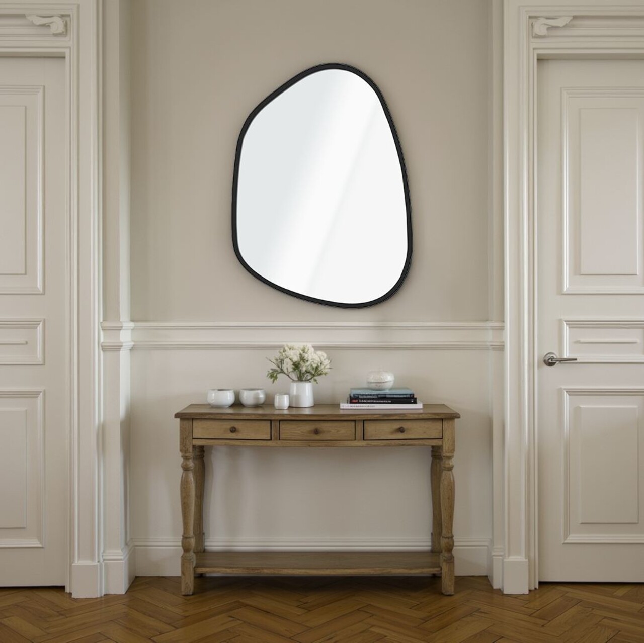 Oglinda decorativa, Lumisfera, Asymmetric Design 30 x 42, Negru