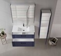 Set Dulap de Baie cu Chiuvetă și Oglindă (2 Piese), Hanah Home, Bari 100 v2, Albastru marin mat