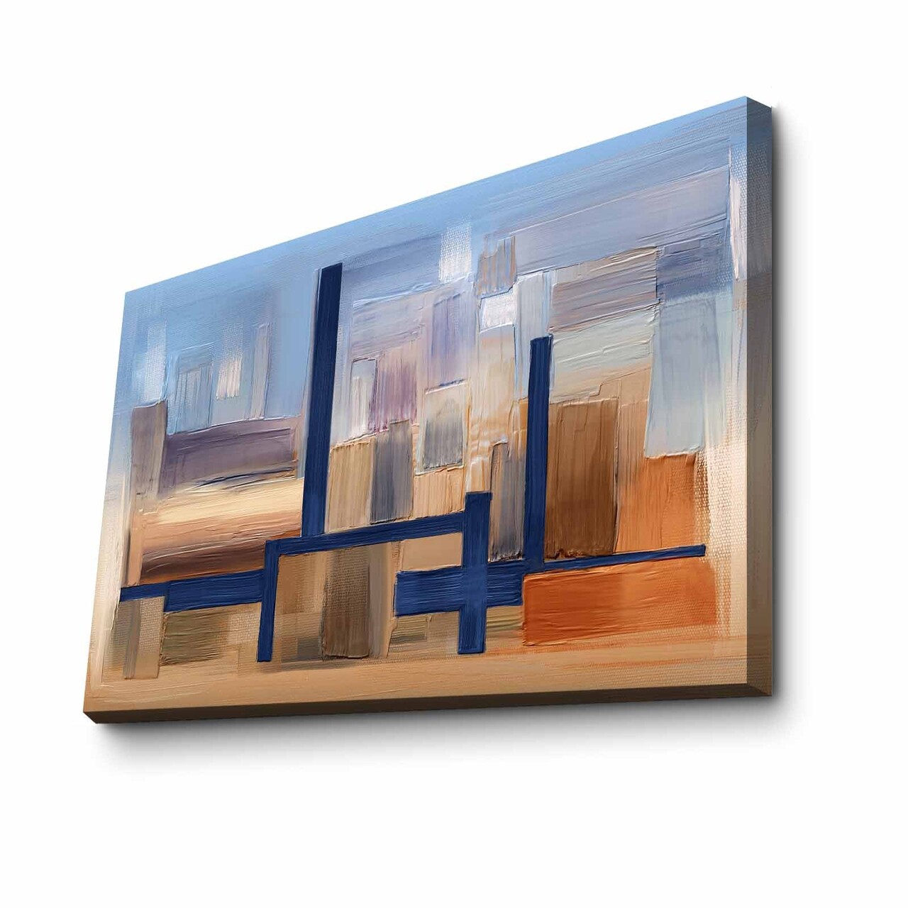 Tablou decorativ, 4570NISC-007, Lemn, Bleumarin / Bej / Portocaliu / Maro - view 3