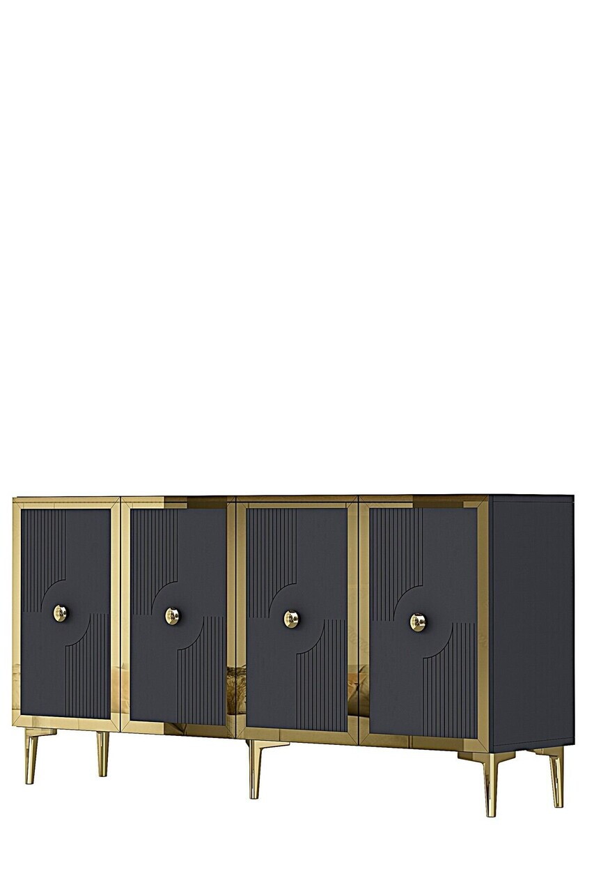 Consola, Hanah Home, Pega 150, 125x75x32 cm, Antracit / Aur — imaginea 5