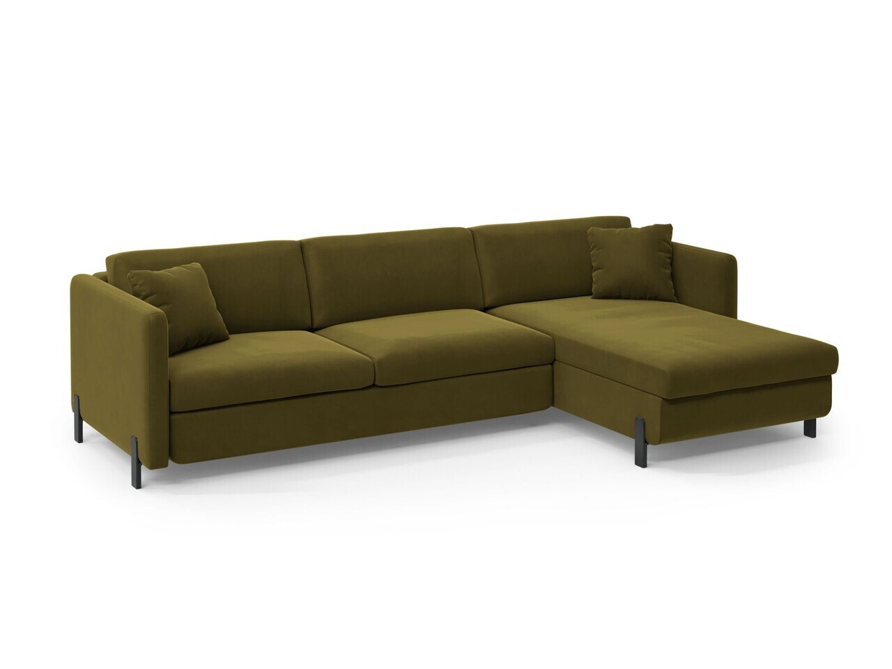 Coltar extensibil dreapta 5 locuri, Gloria, Micadoni Home, 286x170x88 cm, catifea, verde — imaginea 6