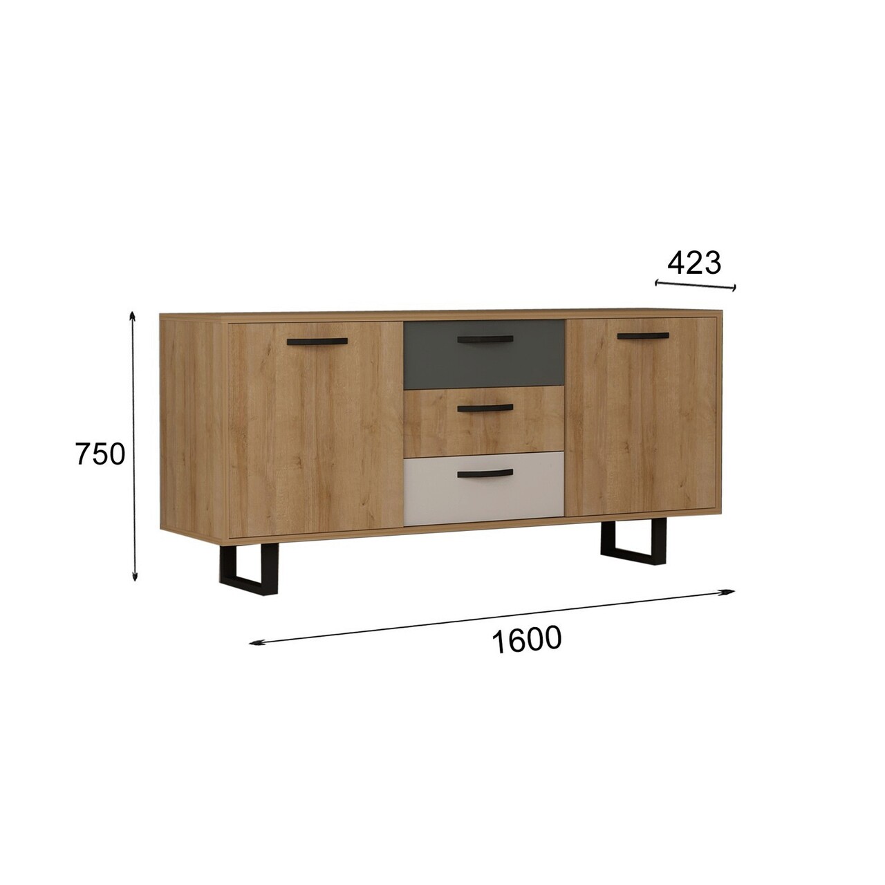 Masuta de cafea, Bexley, Lord, 90x40x60 cm, PAL, Antracit / Argintiu