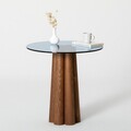 Masuta de cafea, Neostill, Thales Walnut, Albastru, 50x50x50 cm, Sticla temperata, Nuc / Albastru