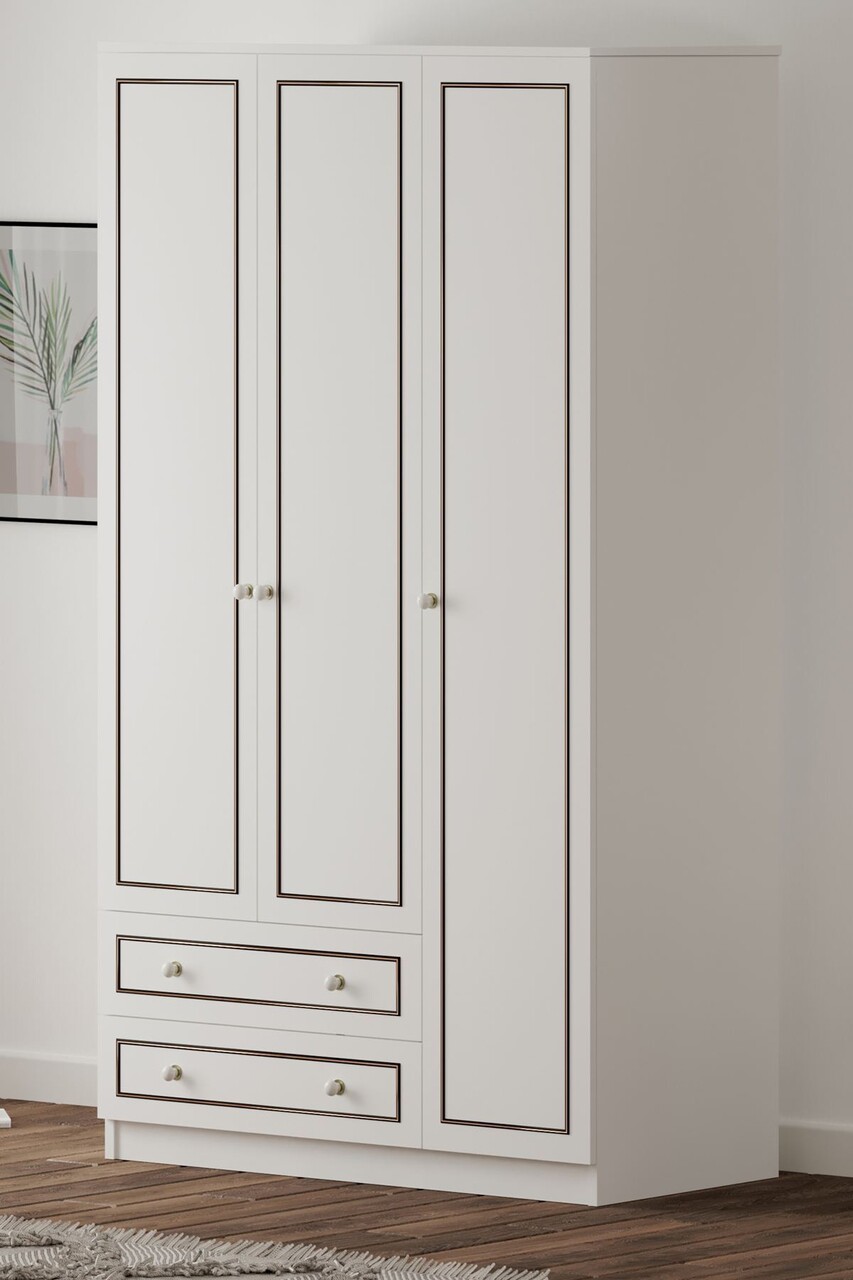 Dulap pentru haine, Rabi, Rb-093-01, 105x180x52 cm, Alb mat - 1 | YEO