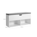 Bancheta cu spatiu de depozitare si pantofar, Vasagle, max 200 kg, 100x30x48 cm, PAL, alb
