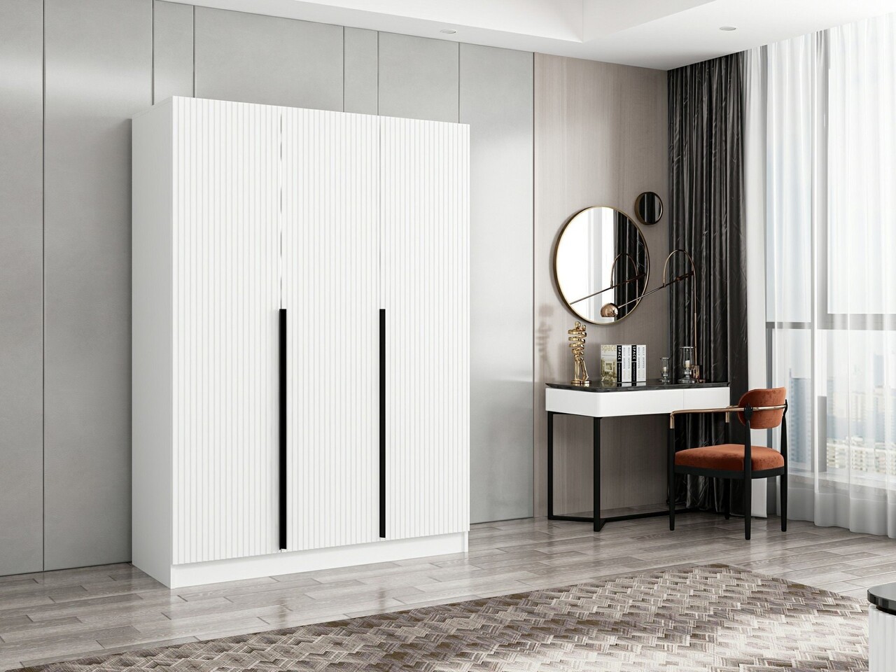 Dulap pentru haine, Minerva, Kale White, 135x210x52 cm, PAL, Alb - 1 | YEO