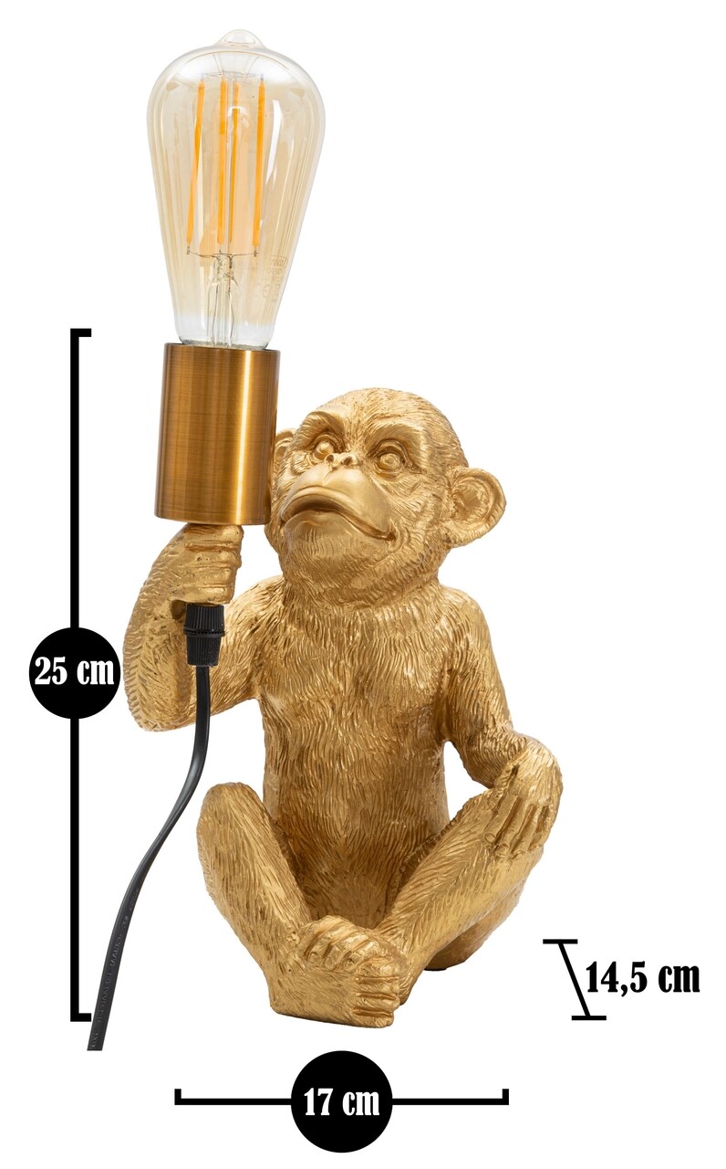 Lampa de masa Monkey, Mauro Ferretti,  1 x E27, 40W, 17x14.5x25 cm, auriu