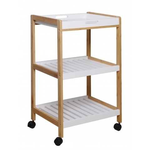 Carucior cu 3 rafturi, emilio, bizzotto, 46x35x74 cm, mdf/bambus