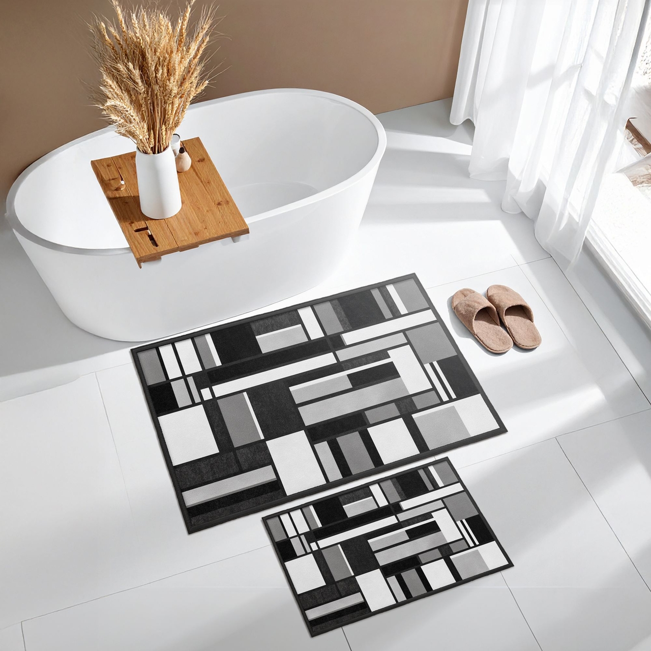 Set covorase de baie, L'essentiel Maison, Asr28, Negru - view 2