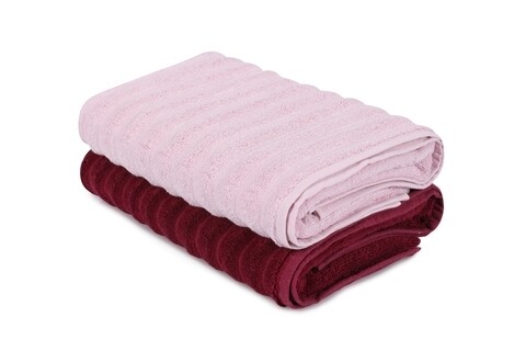 Set 2 prosoape de baie 406, Beverly Hills Polo Club, 70x140 cm, bumbac, roz