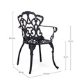 Scaun pentru gradina Victoria, Bizzotto, 57.5 x 58 x 87.5 cm, aluminiu turnat, gri carbune