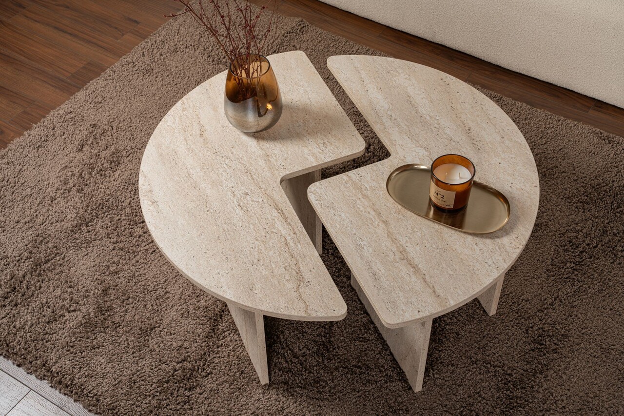 Masuta de cafea, Nordure, Moira, 90x41 cm, Travertin - 2 | YEO