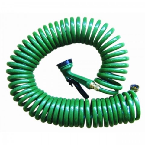 Furtun de gradina spiralat Jocca, 15 m, plastic/metal, verde