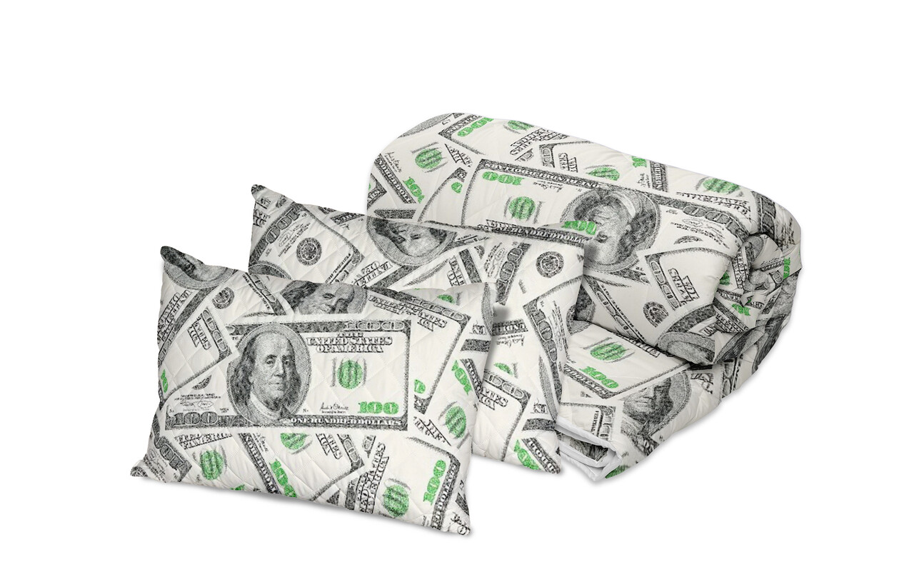 Set Alcam 2 perne microfibra 50x70 cm si pilota matlasata 180x200 cm, Dollar Dream - imagine 2