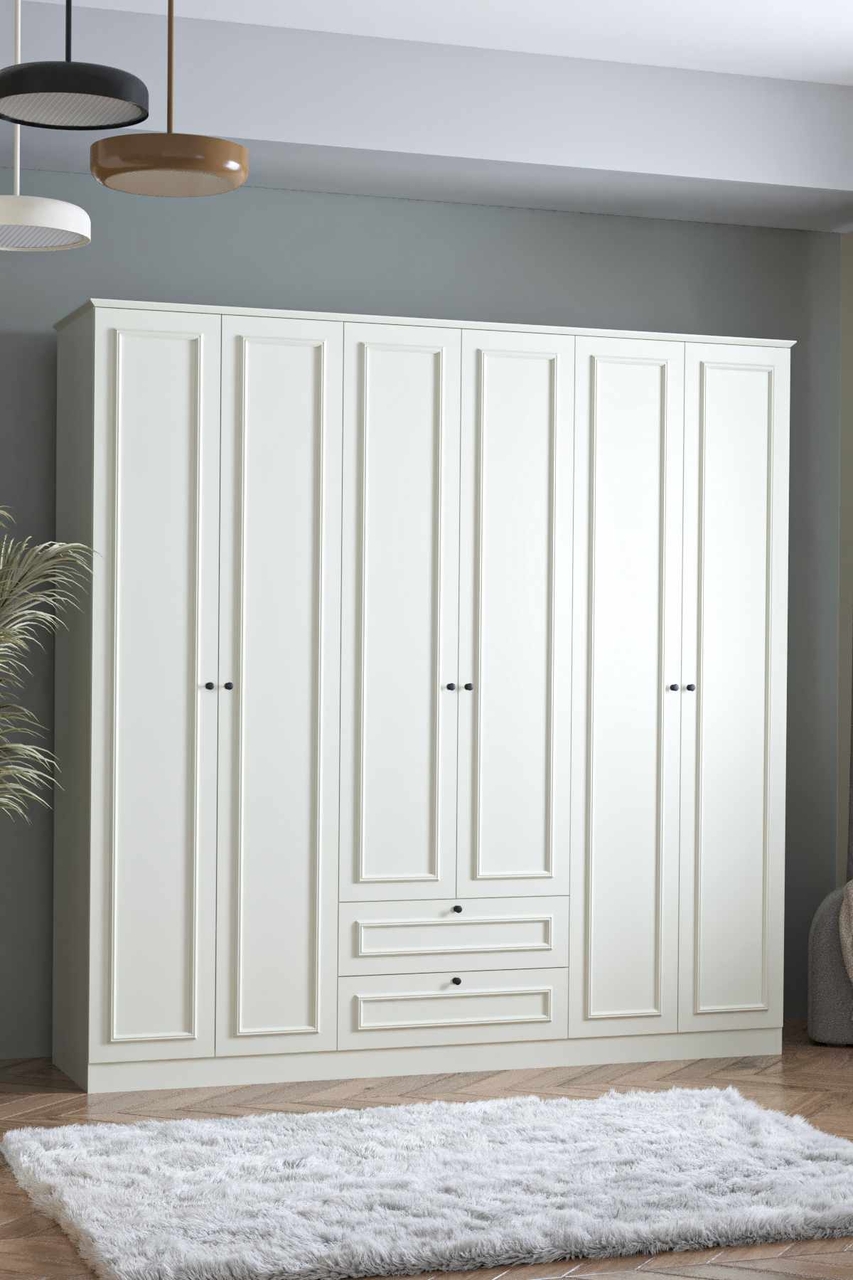 Dulap pentru haine, Hanah Home, Mira 6 210, 209x210x54 cm, Alb - view 2