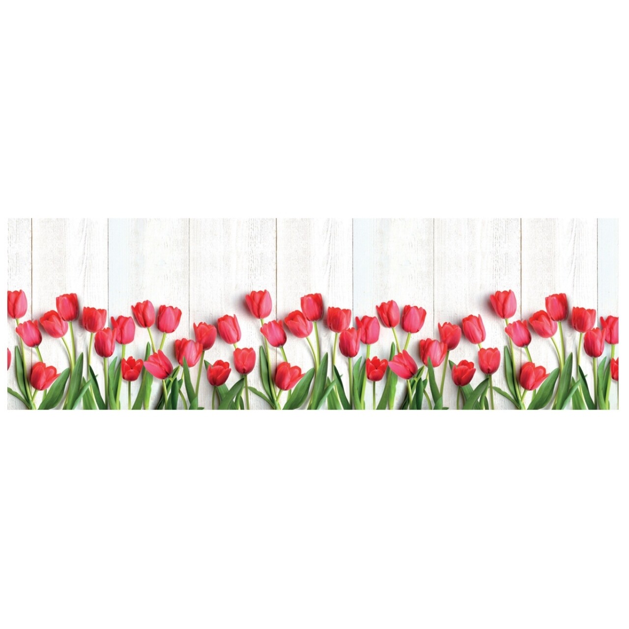 Covor Rezistent Webtappeti Tulipani 58 X 240 Cm, Alb/verde/rosu