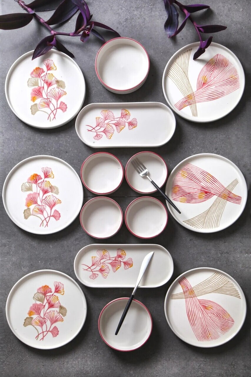 Set de mic dejun Hermia 430KSV1384 CERAMICĂ Platou: 25 x 11 x 35 cm (2 bucăți) Multicolor