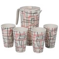 Set 4 pahare si carafa Lines, Creaciones Meng, 21 cm/8.5 cm, bambus
