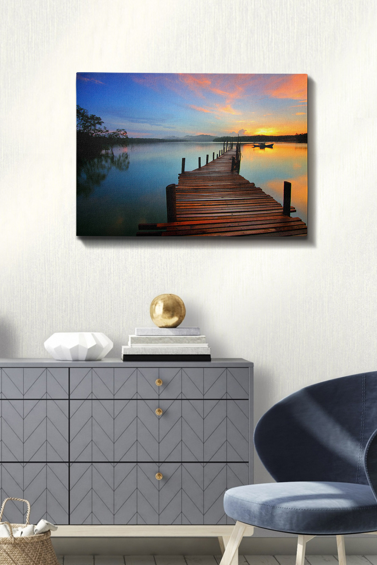 Tablou decorativ, Kanvas Tablo (50 x 70), Canvas, Rama din lemn (grosime 3 cm), Multicolor