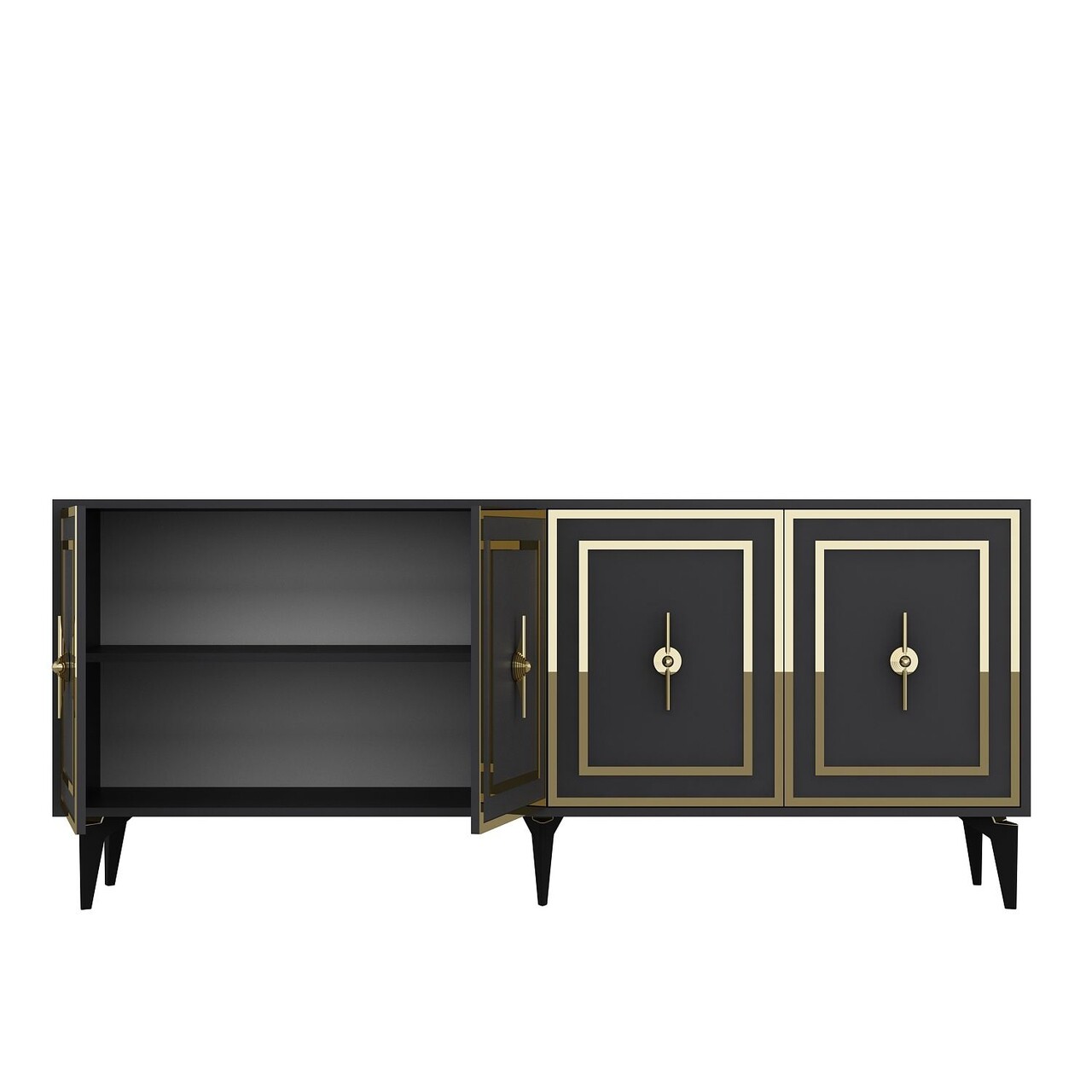 Consola, Hanah Home, Samba, 180x78.6x35 cm, PAL , Antracit / Aur - view 6