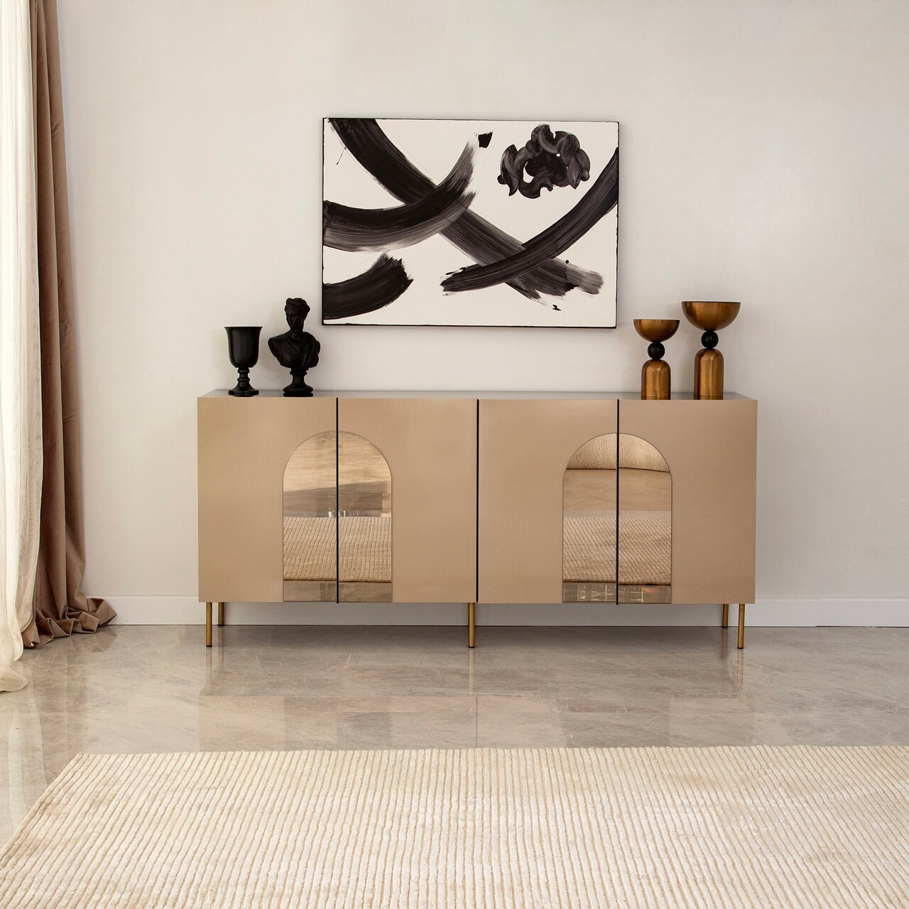 Consola, Neostill, Rome, 180x80x40 cm, MDF , Bronz / Aur - 1 | YEO