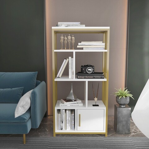 Corp biblioteca, Zena Home, Valero, 60x120x29.6 cm, PAL, Aur alb mezoni.ro