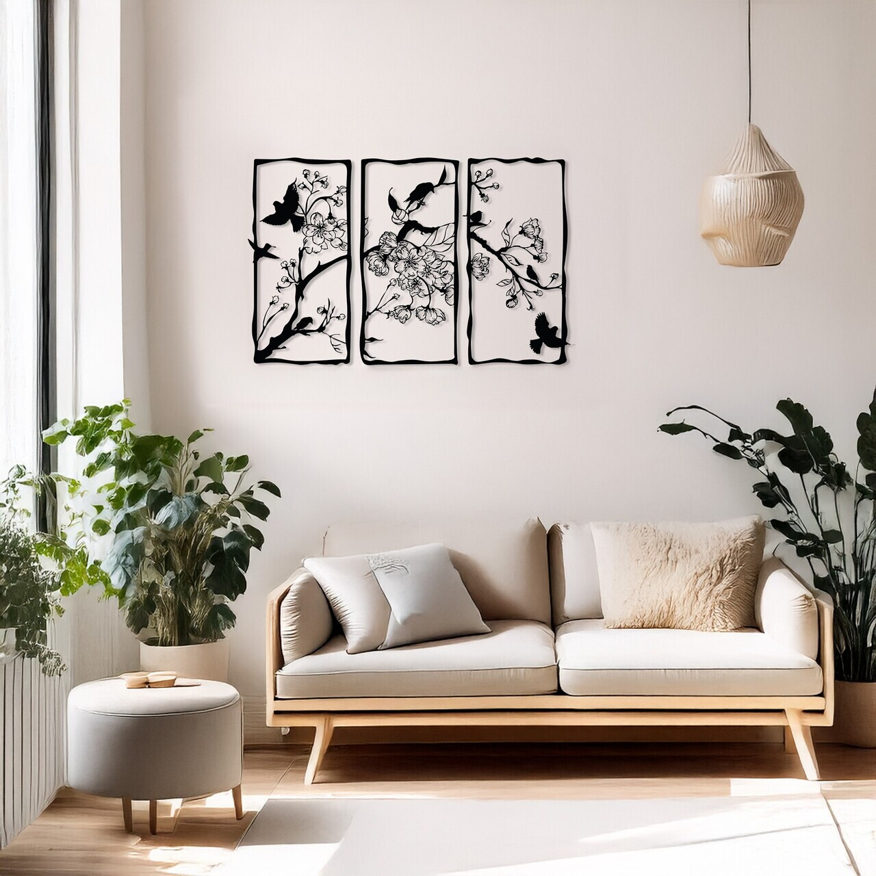 Set de accesorii decorative de perete din metal, DCV-1098-MT, Dimensiune: 22 x 50 cm (3 bucăți), Negru — imaginea 2