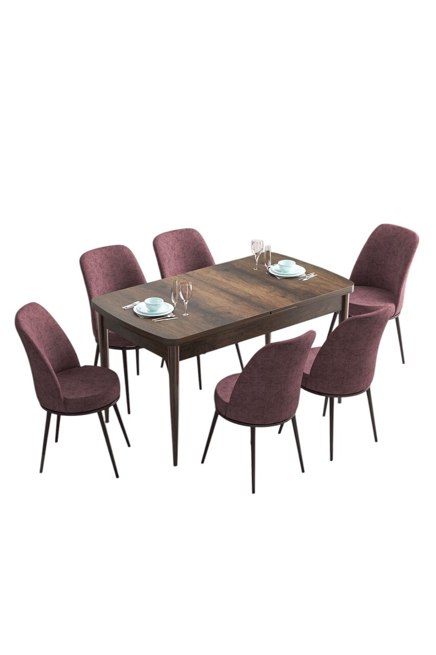 Set masa extensibila si scaune, Hanah Home, Han, Baroc / Roz Păfuit - view 2