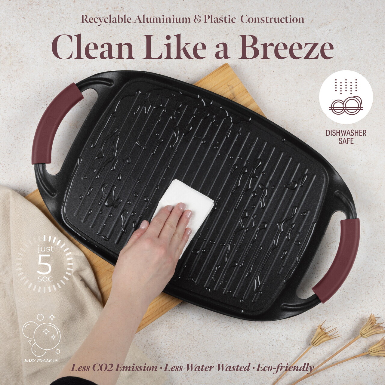 Tava grill Berlinger Haus, Leonardo, 47x29 cm, aluminiu forjat, visiniu mat - imagine 7