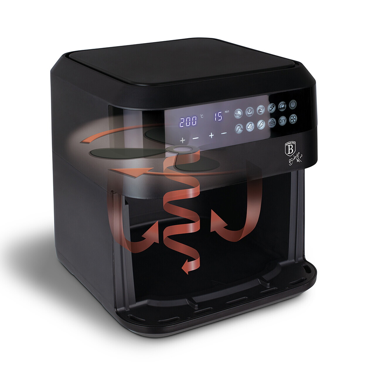 Friteuza cu aer cald si fereastra Berlinger Haus, Black Rose, 6.3 L, 1300W, negru - imagine 9