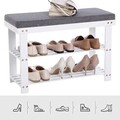 Bancheta cu pantofar, Vasagle, 71 x 29 x 49 cm, bambus, alb/gri