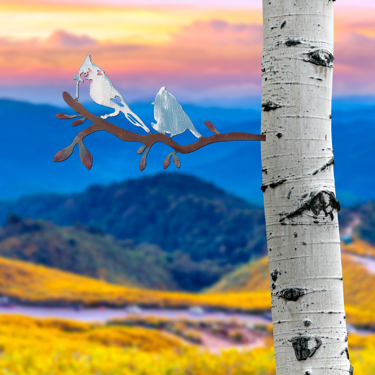 Obiect decorativ de grădină, Bird on the branch 27, 23x45 cm, Multicolor - imagine 2